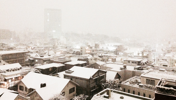 東京雪積もる